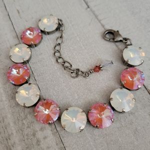 Austrian Crystal Bracelet in Antique Silver